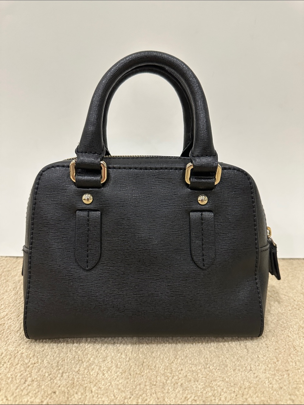 Furla Black Saffiano Leather Satchel with Gold Charm - Picture 2 of 5